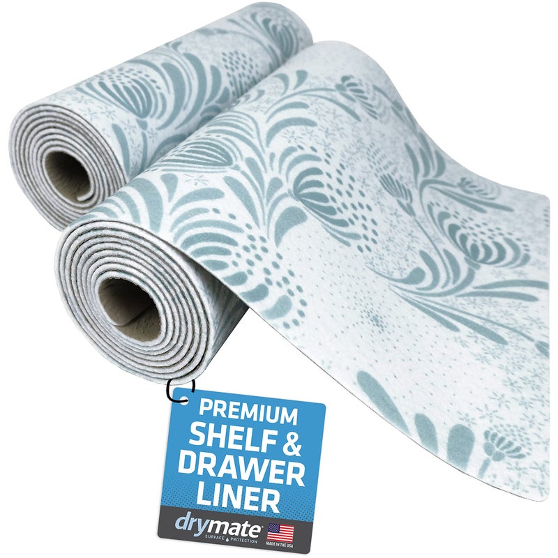 Drymate Premium Luxury Shelf Drawer Liner Thick Cushioned Fabric NonAdhesive Absorbent Waterproof SlipResistant Liners for Kitchen Cabinets Cupboards USA Made12x592PackLight Blue