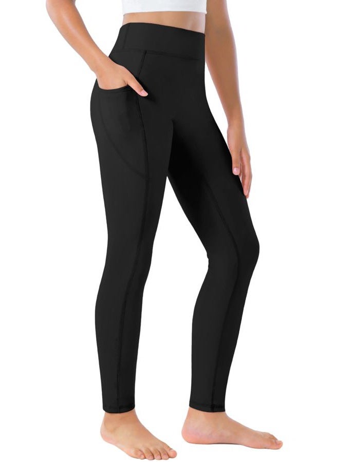 Yitoco Girls Leggings with Pockets Athletic High Waisted Kids Workout Dance Running Yoga Pants, Black, 9-10 Years - Image 1