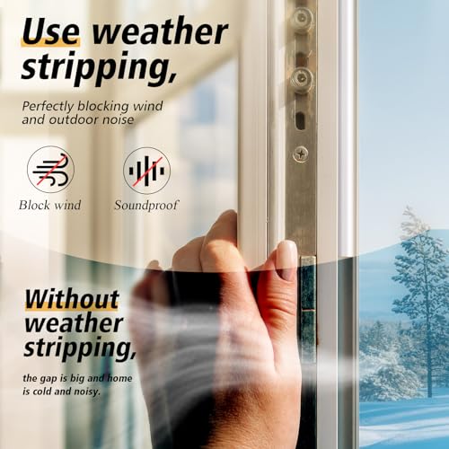 SUNMON D-Type Strip Door Weather Stripping Door Seal Self Adhesive Foam Soundproofing for Doors and Windows, Oundproofing Weatherstrip Gap Collision Avoidance（White） - Image 5