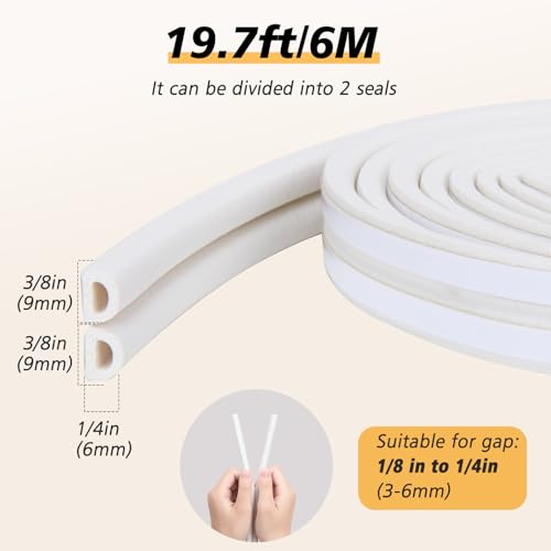 SUNMON D-Type Strip Door Weather Stripping Door Seal Self Adhesive Foam Soundproofing for Doors and Windows, Oundproofing Weatherstrip Gap Collision Avoidance（White） - Image 4