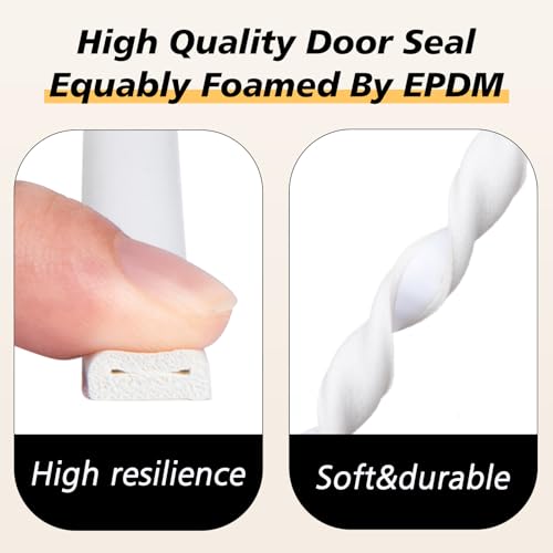 SUNMON D-Type Strip Door Weather Stripping Door Seal Self Adhesive Foam Soundproofing for Doors and Windows, Oundproofing Weatherstrip Gap Collision Avoidance（White） - Image 2