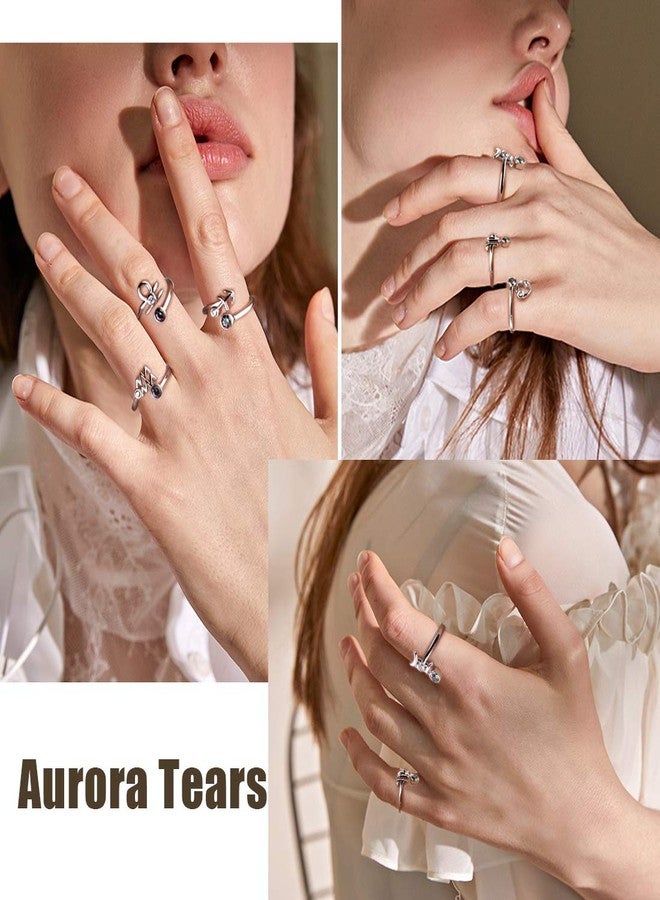 Aurora Tears Libra Zodiac Rings Women 12 Constellation Horoscope Sign 925 Sterling Silver Mystic Rainbow Topaz Astrology Star Adjustable Birthday Gifts Fire Topaz Present DR0087T - Image 2