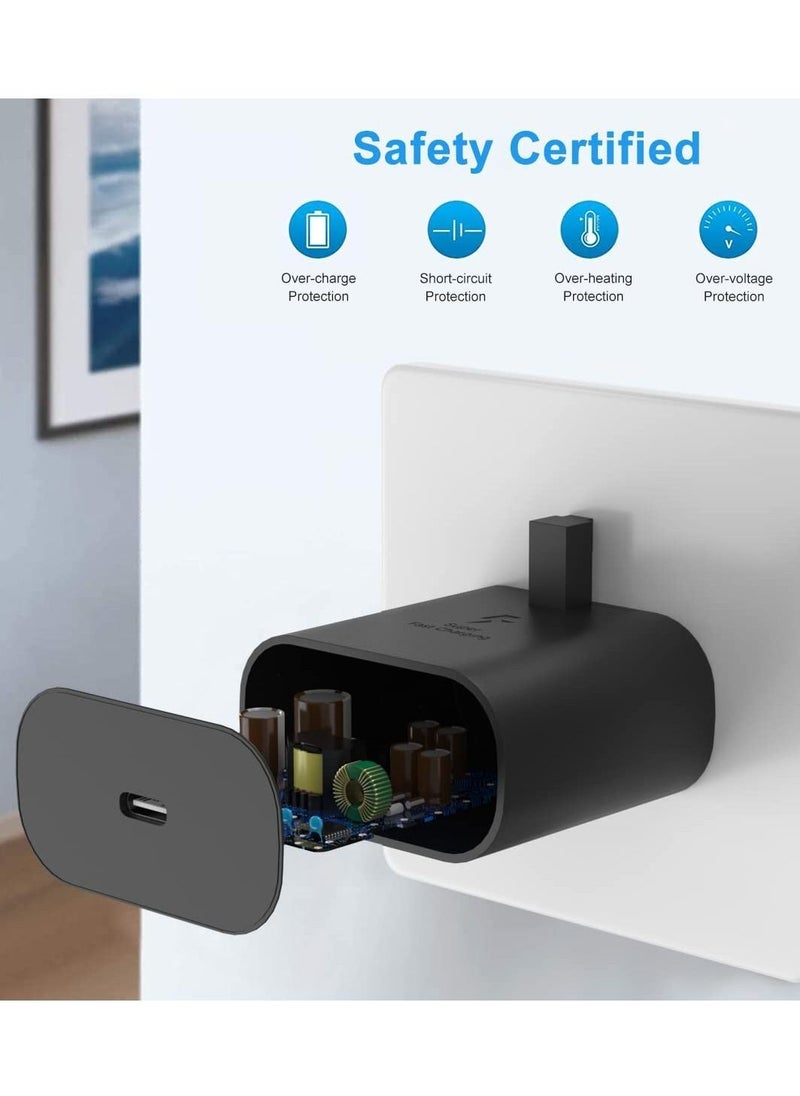 ELTRAZONE - 25W Fast Charger Compatibility for Samsung Galaxy S23, S23+, S23 Ultra, S22, S22+, S22 Ultra, S21, S21 Ultra, S21+, S20, A33, A72, A71, A53, A52, A51, A50, M33, 1.5M/59.05in USB C Cable and Charger - Image 1