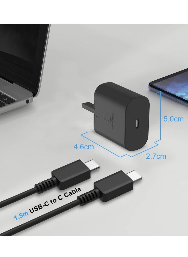 ELTRAZONE - 25W Fast Charger Compatibility for Samsung Galaxy S23, S23+, S23 Ultra, S22, S22+, S22 Ultra, S21, S21 Ultra, S21+, S20, A33, A72, A71, A53, A52, A51, A50, M33, 1.5M/59.05in USB C Cable and Charger - Image 1
