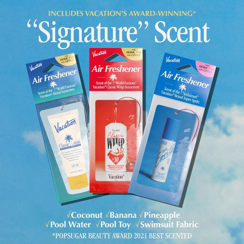 VACATION Air Freshener Variety Pack, 6 Exclusive Summer Scents, Includes Classic Lotion, Chardonnay Oil, After Sun Gel, Classic Whip, Super Spritz & Baby Oil Scents, Deodorizer for Car, Home & Office - Image 3