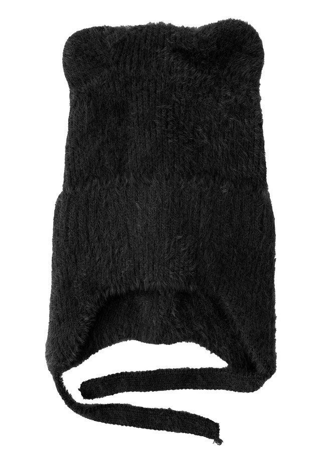 Jastore Kids Beanie Hat for Winter with Earfalp Girl Cute Cat Ears Toddler Boys Warm Wool Knit Ear Flap Cap (US, Age, 4 Years, 10 Years, Black) - Image 2