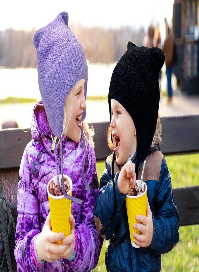 Jastore Kids Beanie Hat for Winter with Earfalp Girl Cute Cat Ears Toddler Boys Warm Wool Knit Ear Flap Cap (US, Age, 4 Years, 10 Years, Black) - Image 5