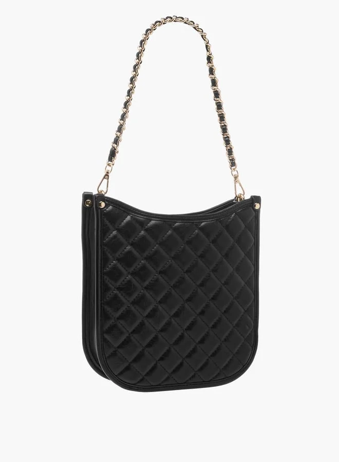 Celeste Women Quilted Shoulder Bag with Zip Closure and Chain Braided Strap