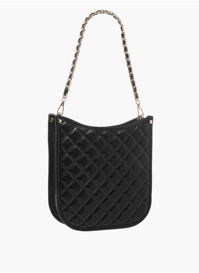 Celeste Women Quilted Shoulder Bag with Zip Closure and Chain Braided Strap  - Image 3