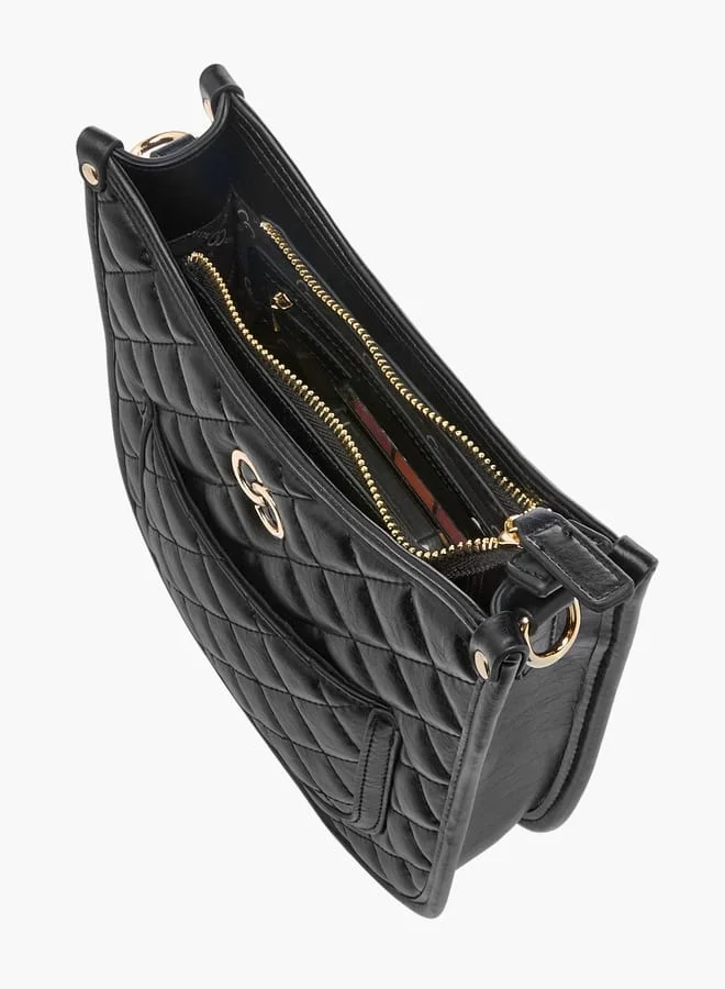 Celeste Women Quilted Shoulder Bag with Zip Closure and Chain Braided Strap