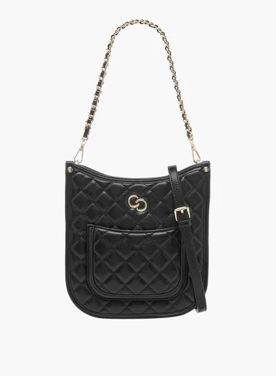 Celeste Women Quilted Shoulder Bag with Zip Closure and Chain Braided Strap