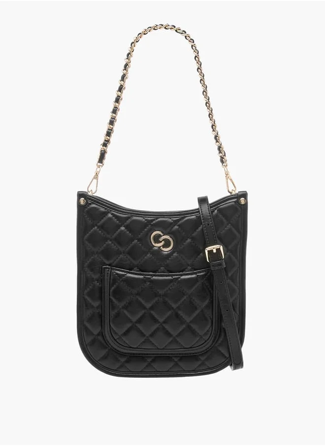 Celeste Women Quilted Shoulder Bag with Zip Closure and Chain Braided Strap