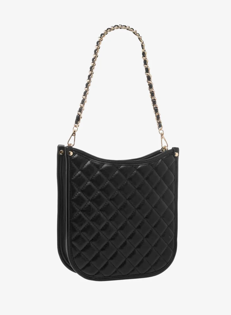 Celeste BLACK Women Quilted Shoulder Bag with Zip Closure and Chain Braided Strap for Women | Best Price UAE