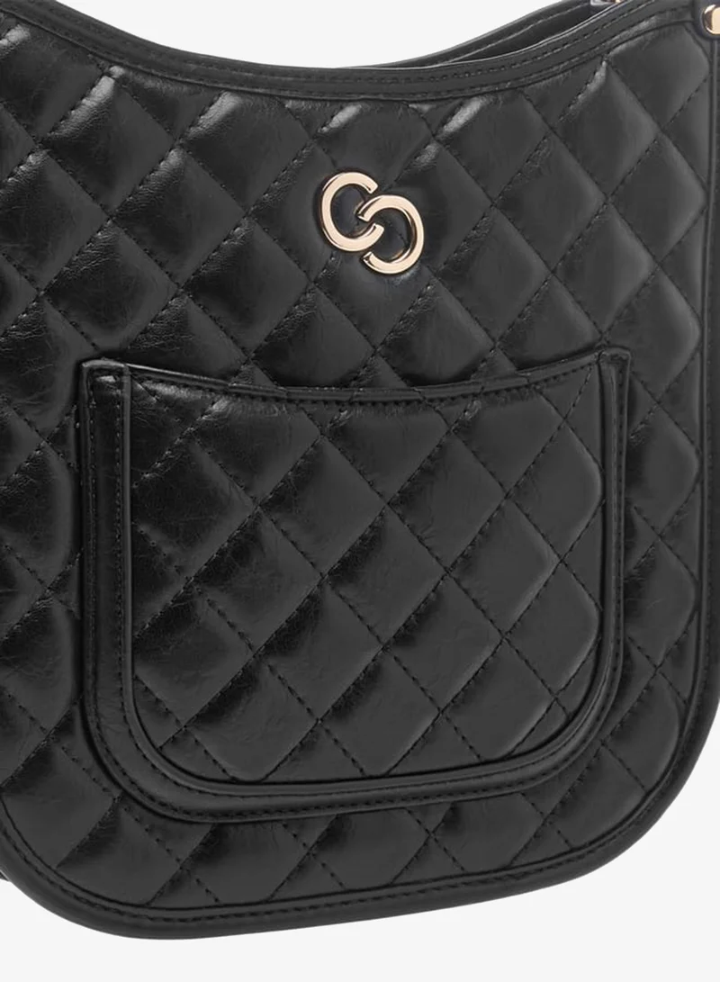 Celeste BLACK Women Quilted Shoulder Bag with Zip Closure and Chain Braided Strap for Women | Best Price UAE