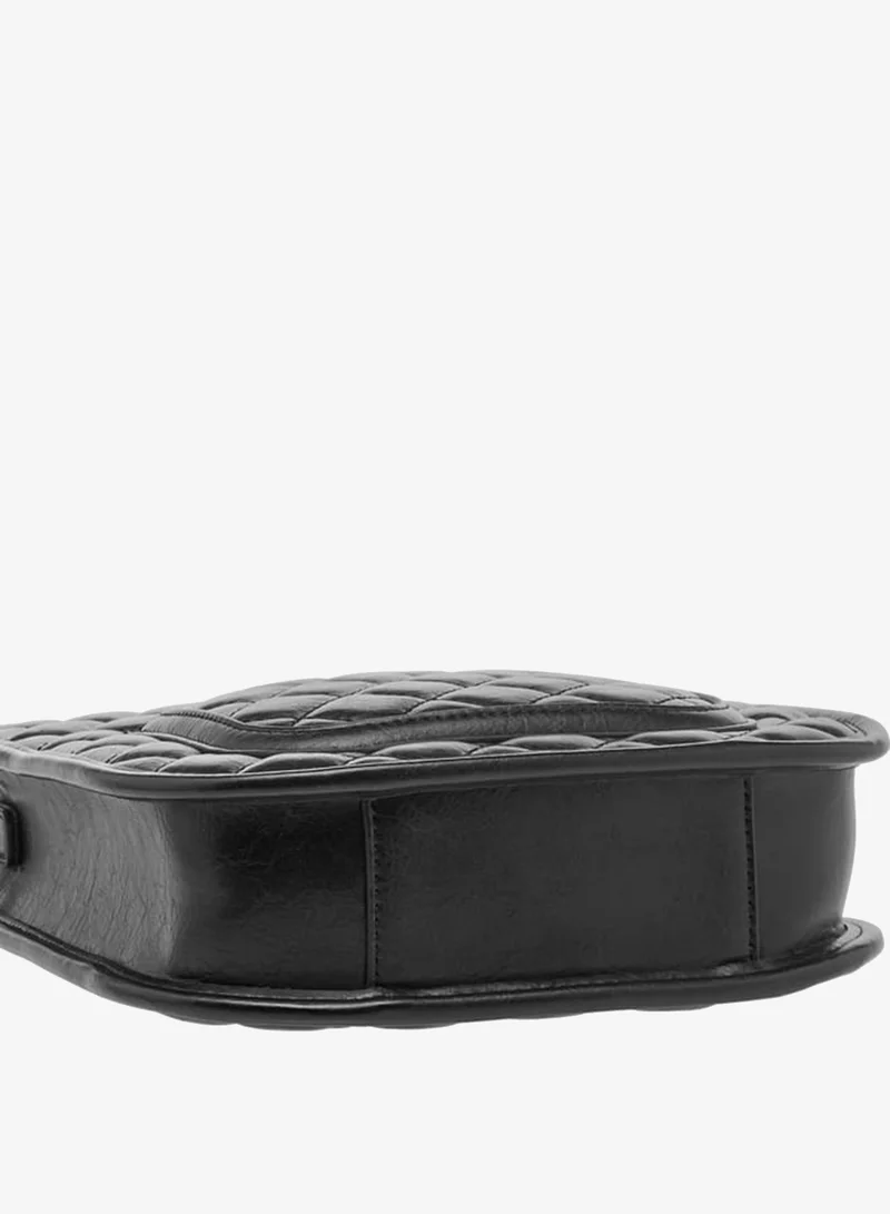 Celeste BLACK Women Quilted Shoulder Bag with Zip Closure and Chain Braided Strap for Women | Best Price UAE