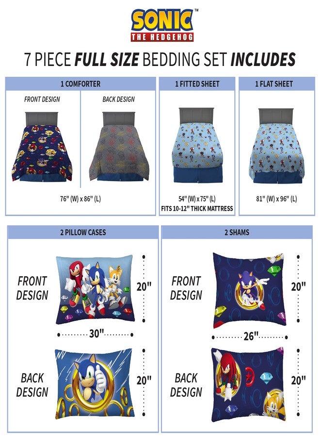 Franco Kids Bedding Super Soft Comforter and Sheet Set with Sham, 7 Piece Full Size, Sonic The Hedgehog - Image 3