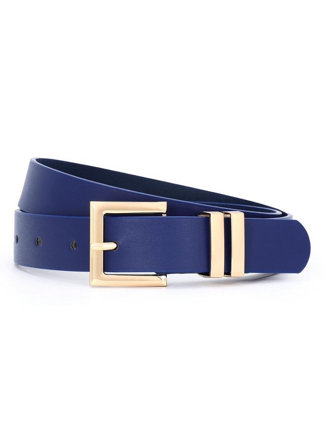 Sansths - Women'S Leather Belt For Jeans Pants Dresses Fashion Ladies Belt Square Gold Buckle Waist Belt For Women,Beige,L - Image 1