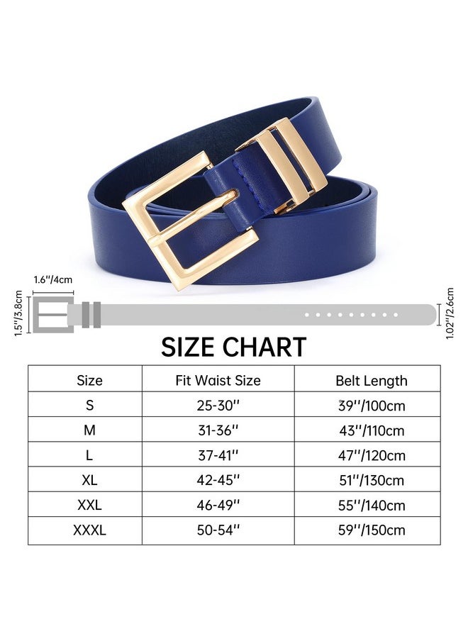 Sansths - Women'S Leather Belt For Jeans Pants Dresses Fashion Ladies Belt Square Gold Buckle Waist Belt For Women,Beige,L - Image 1