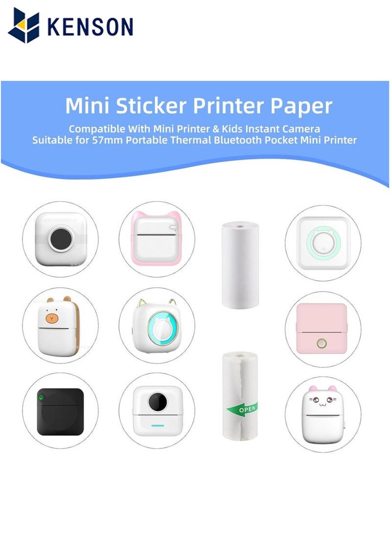KENSON 10 Rolls Mini Printer Paper for Inkless Mini Pocket Printer Portable Thermal Printer Sticker Printer Paper 5 Rolls Adhesive Thermal Paper 57x25mm for Photo Journal Notes Memo Daily Use - Image 3