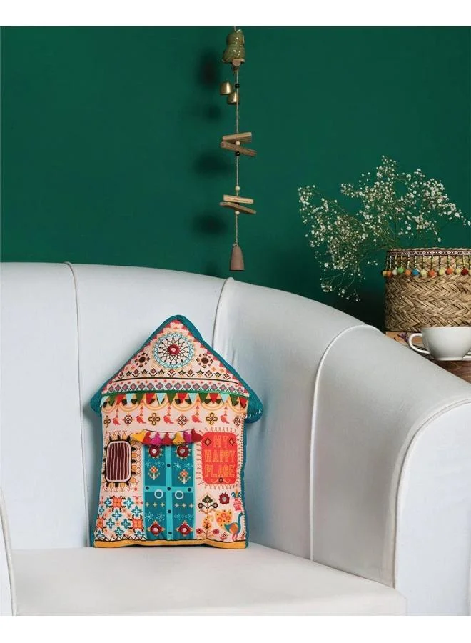 Chumbak My Happy Place Shape Cushion - Teal