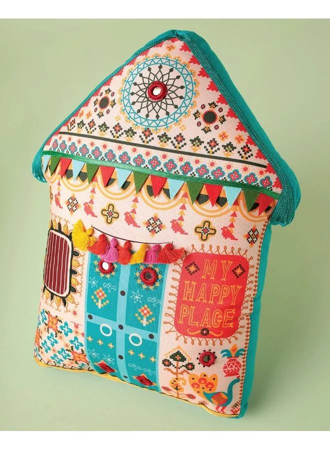 Chumbak My Happy Place Shape Cushion - Teal