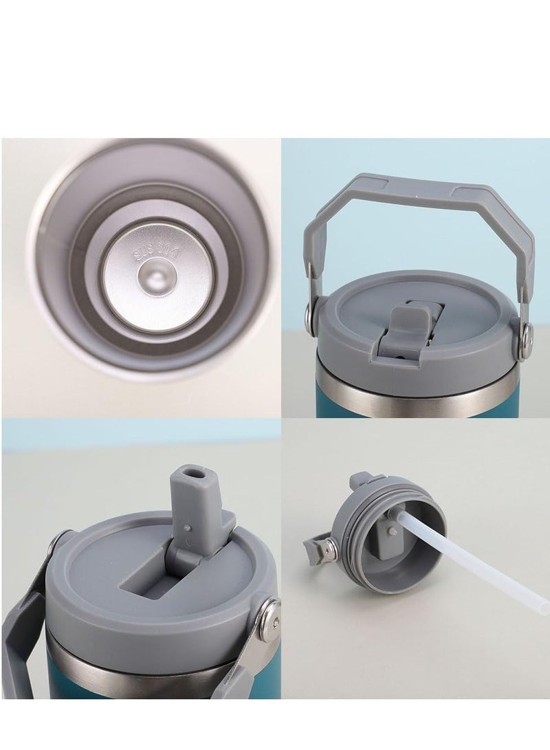 JAJEEK Stainless Steel Tumbler with Handle & Straw Lid – Vacuum Insulated Water Bottle, Leak-Resistant Flip Lid, Reusable for Home, Office, Car - Image 3