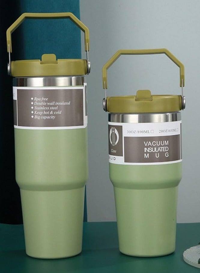 JAJEEK Stainless Steel Tumbler with Handle & Straw Lid – Vacuum Insulated Water Bottle, Leak-Resistant Flip Lid, Reusable for Home, Office, Car - Image 5