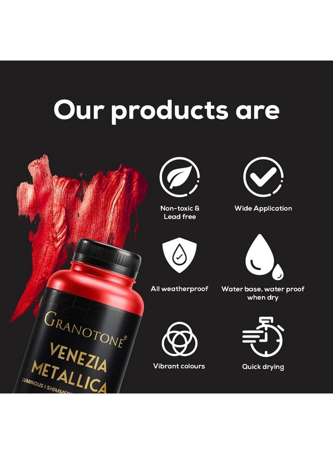 Granotone طلاء أكريليك معدني GRANOTONE Venezia، 200 مل - لمعان إضافي، لا يتلاشى، للاستخدام الداخلي/الخارجي، غير سام، متعدد الأسطح - للفنانين والهواة والأطفال - صنع في الهند (بنفسجي) - Image 5