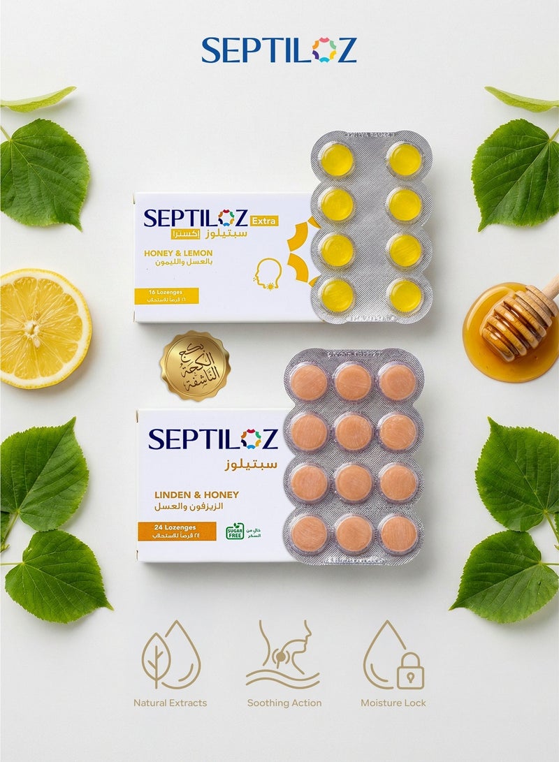 Septiloz Dry Cough & Throat Hydration - Honey & Lemon + Linden & Honey - Image 3
