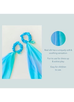 Sarah's Silks Wrist Streamers | 100% Silk Montessori And Waldorf Toys | Rhythm Ribbons For Dance, Imaginative, And Pretend Play | Includes 2 Pieces (Sea)  - Image 3