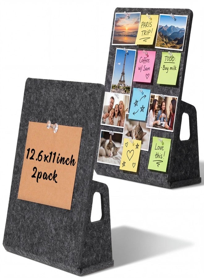 Novabright 2 Pack Felt Display Board, 12.6 x 11 Inches Felt Board Display Stand, Memo Sign Suitable for Decoration Homes, Schools, Kitchens, Offices, Stores, Weddings, Parties(Black) - Image 1