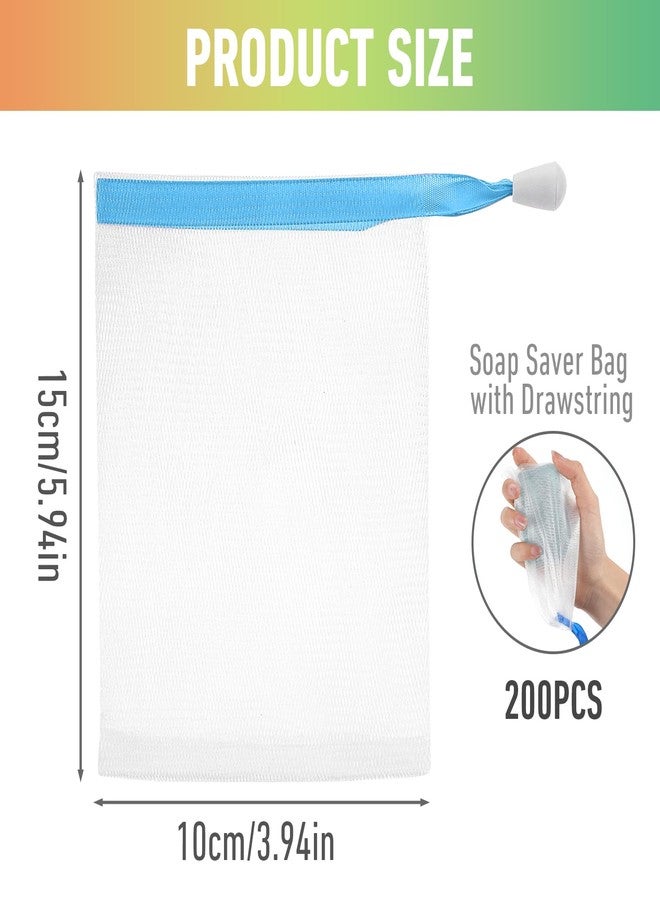 mekueeex 200 Pcs Soap Bag Handmade Bubble Mesh Bags Exfoliating Soap Pouch with Drawstring for Foaming and Drying Soft for Shower Body Facial Cleaning Tool Easy to Bubble and Store - Image 2