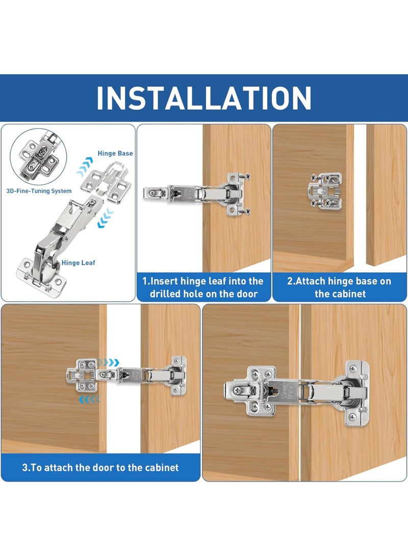 2pcs Hidden Cabinet Hinges, Surface Mount, For Kitchen Cabinets, Frameless, With Screws, 180 Degree Spring Hidden Hinges - Image 3