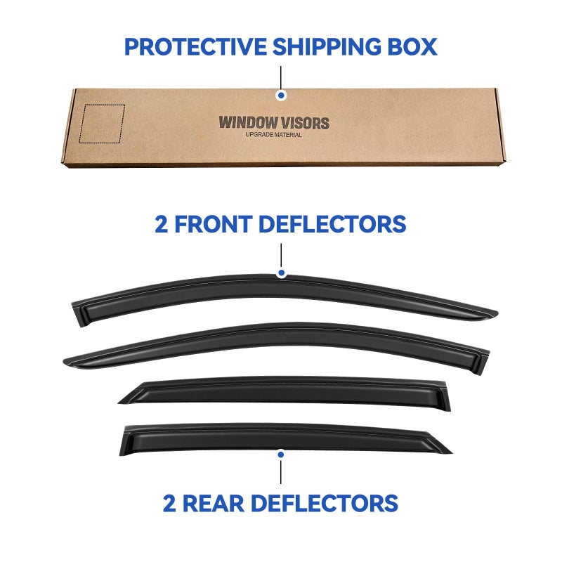 YQAUTEC Window Visors Rain Guards Shield for 2021 2022 2023 2024 2025 2026 Hyundai Elantra, Out-Channel Window Vent Wind Deflectors Visors Shades for 21-26 Elantra - Image 5