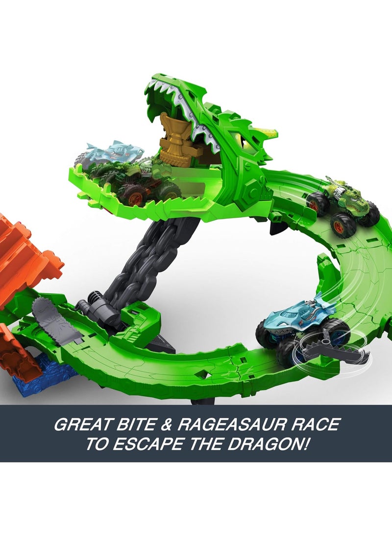 Hot Wheels Monster Trucks Toy Train Sharks vs. Dinosaurs, Destruction of the Dragon, for Children from 4 Years - Image 5