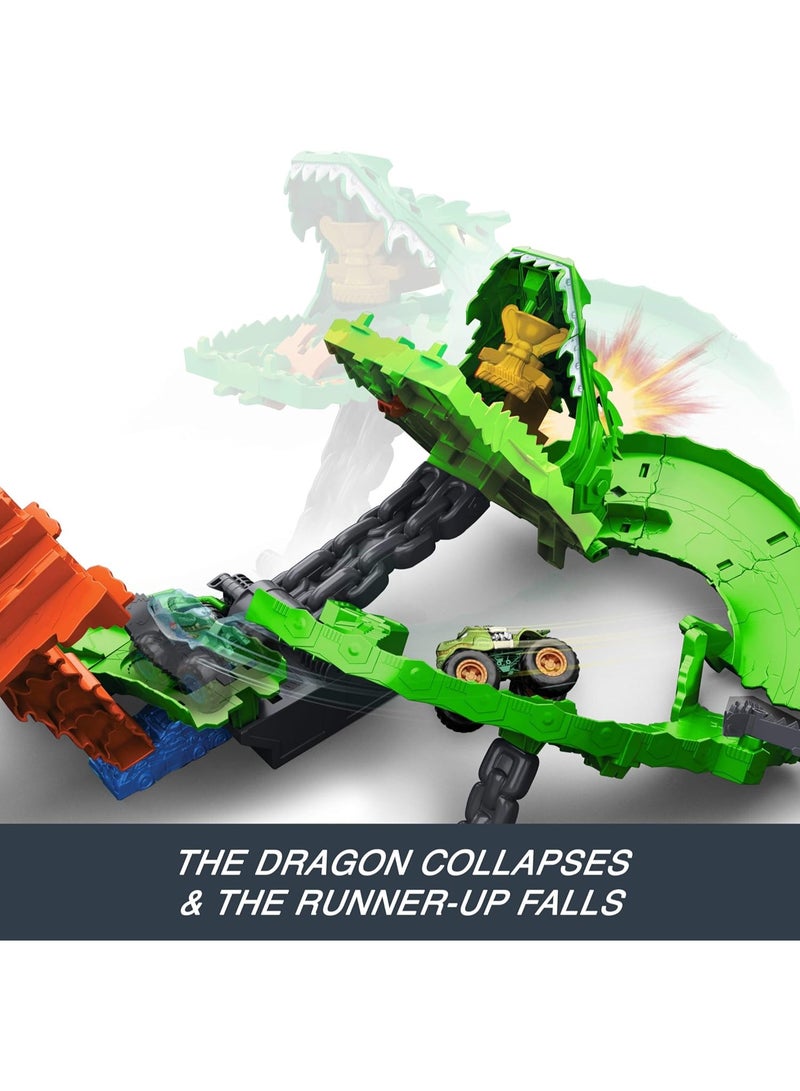 Hot Wheels Monster Trucks Toy Train Sharks vs. Dinosaurs, Destruction of the Dragon, for Children from 4 Years - Image 3