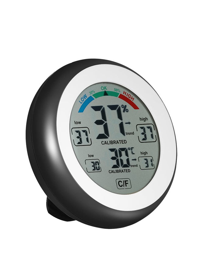 Loquat Digital Indoor Thermometer And Hygrometer Black/White/Grey 9x9x2.3centimeter - Image 1