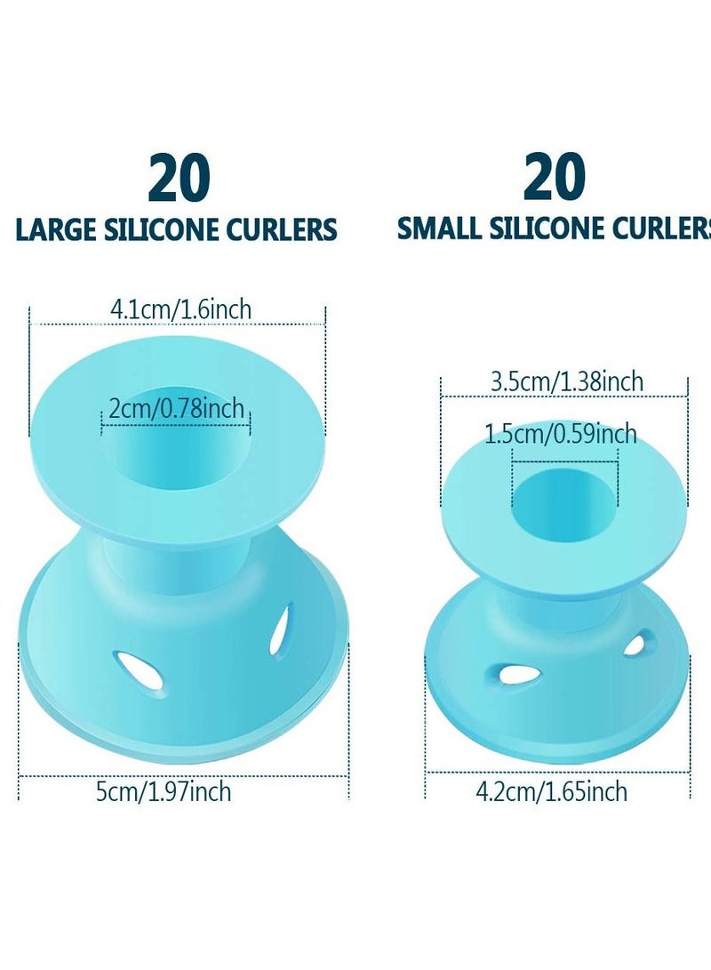 Y&D 40Pcs Silicone Hair Curlers No Heat Clip Soft with a Storage Bag for Women Girls Long Short by KASTWAVE (Large and Small Sizes) - Image 3