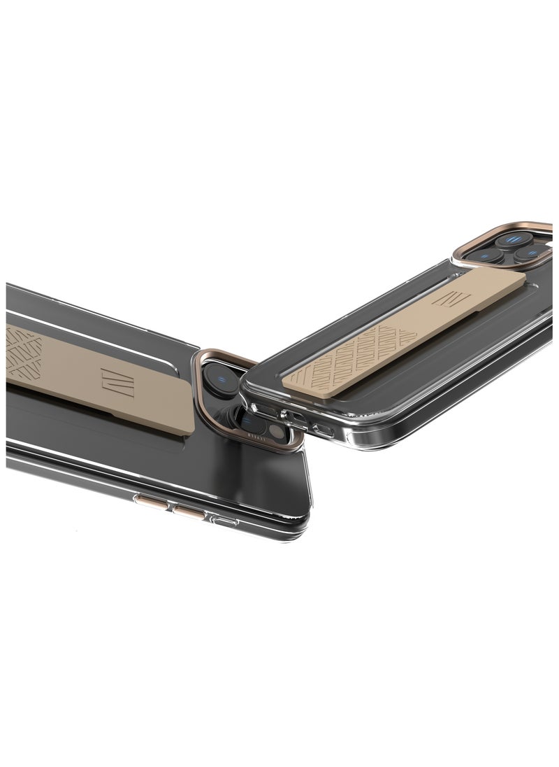 LEVELO - iPhone 16 Pro Max Case Graphia IMD Silicone Grip Cover/ Hybrid Construction/ Metal Camera Ring/ Impact Resistant Corners - Rose Gold Titanium - Image 1