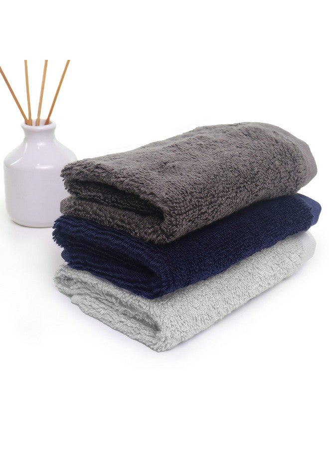 HEELIUM Bamboo Face Towel | Ultra Absorbent & Odour-Free | 3X Softer Than Cotton Towels | 30 x 30 cm - 600 GSM | Pack of 3 - Blue, Grey, Light Grey - Image 1
