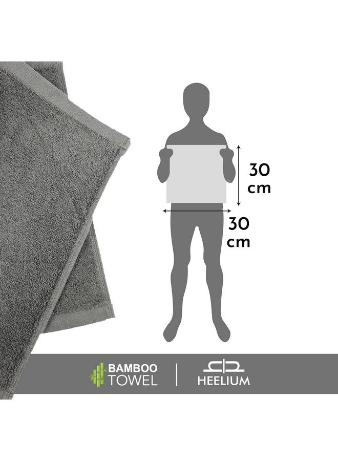 HEELIUM Bamboo Face Towel | Ultra Absorbent & Odour-Free | 3X Softer Than Cotton Towels | 30 x 30 cm - 600 GSM | Pack of 3 - Blue, Grey, Light Grey - Image 4