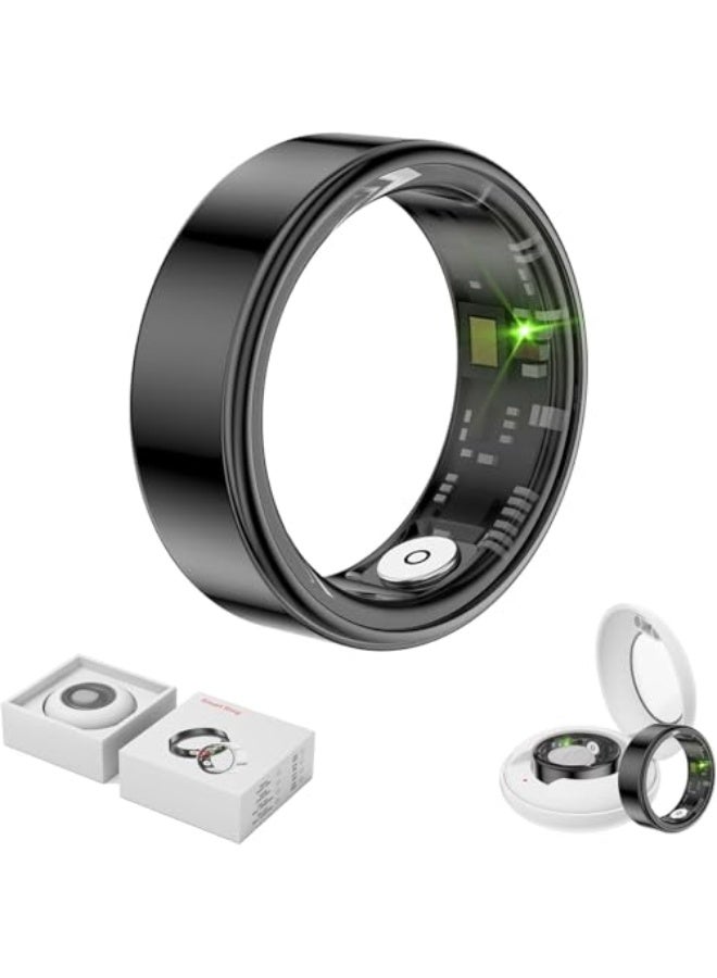 خاتم ذكي لتعقب الصحة، متعقب للياقة البدنية للرجال والنساء، خاتم ذكي مقاوم للماء مع مراقبة النشاط والنوم والصحة والخطوات، تصميم أنيق (أسود، 11) - Image 1