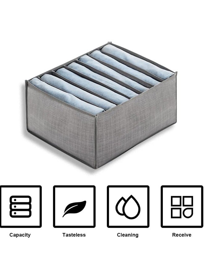 Wardrobe Clothes Organizer, 7 Grids Drawer Dividers for Clothes, Washable Closet Drawer Organizer Clothing Compartment Storage Box for Thin Coats, Jeans, Trousers, Leggings, Sweaters, T-shirts  - Image 3