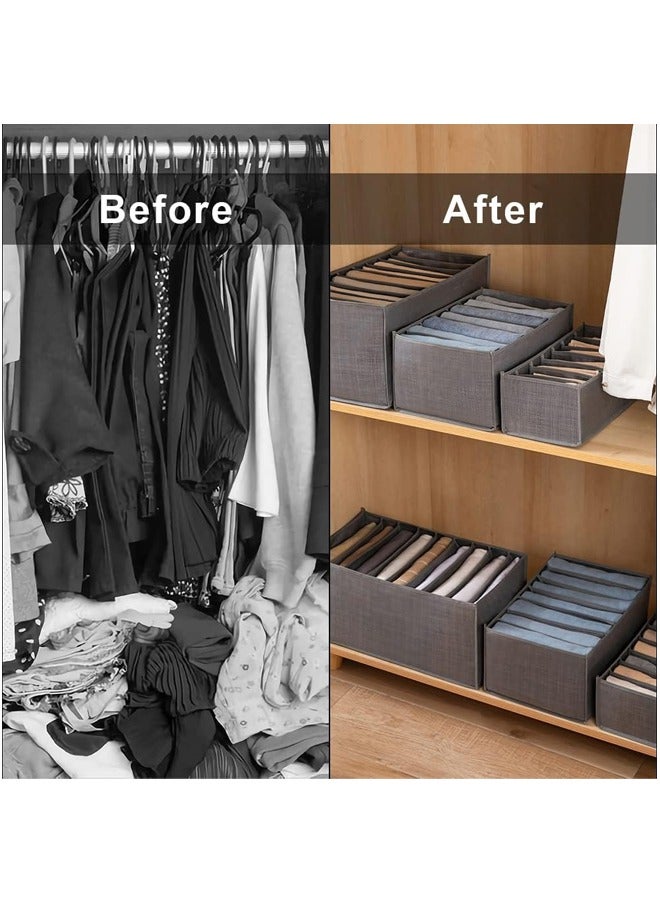 Wardrobe Clothes Organizer, 7 Grids Drawer Dividers for Clothes, Washable Closet Drawer Organizer Clothing Compartment Storage Box for Thin Coats, Jeans, Trousers, Leggings, Sweaters, T-shirts  - Image 4
