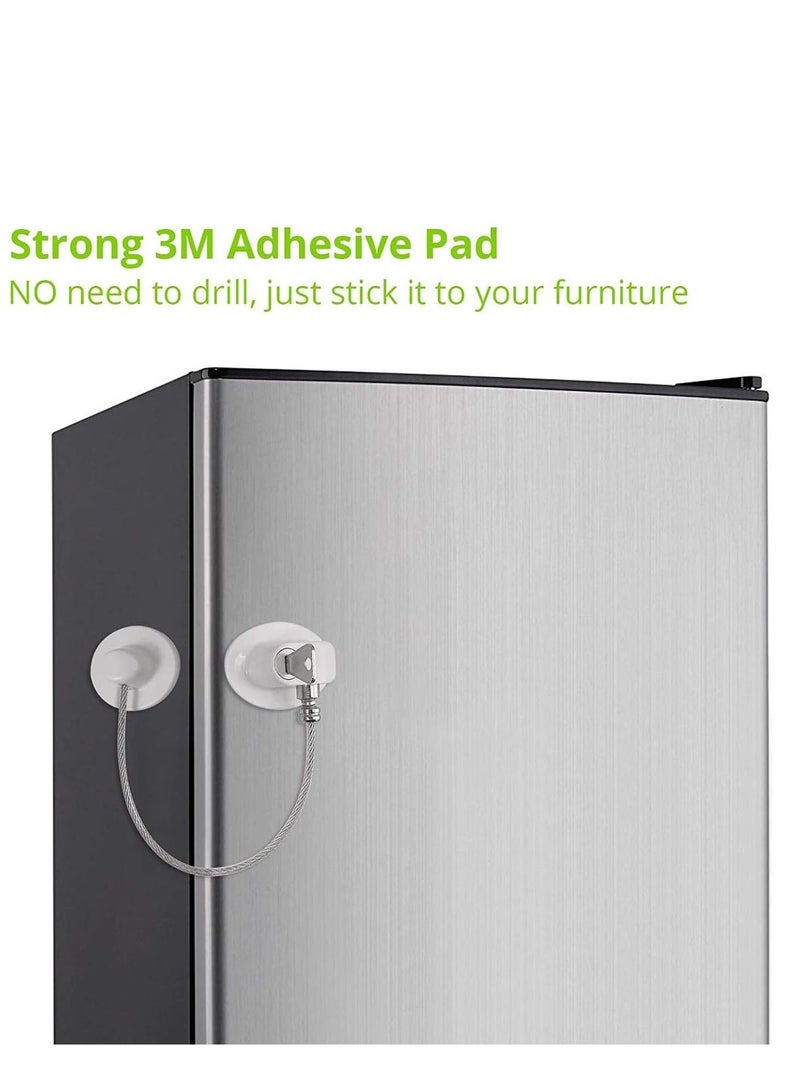 KASTWAVE أقفال الثلاجات وأقفال المجمدات وأقفال النوافذ وأقفال الثلاجات PVC مع لاصقات 3M قوية لسلامة الأطفال تستخدم على الثلاجات والمجمدات والخزائن والمجففات والغسالات إلخ 2 قطعة أبيض - Image 2