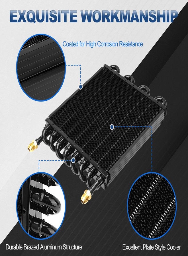 TEMSONE 16 Pass 1/2" Transmission Cooler, 16 Rows 8AN Tube Fin Cooler Air Compressor Aftercooler, Compatible with 1/2" transmission cooler lines Universal Black - Image 4
