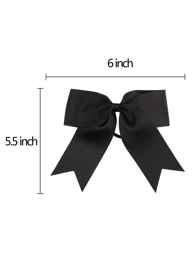 ICObuty Cheer Bows 6 Inch Ponytail Holder Hair Tie 16 Pcs Hair Bow Cheerleader Bows Hair Tie (White) - Image 2