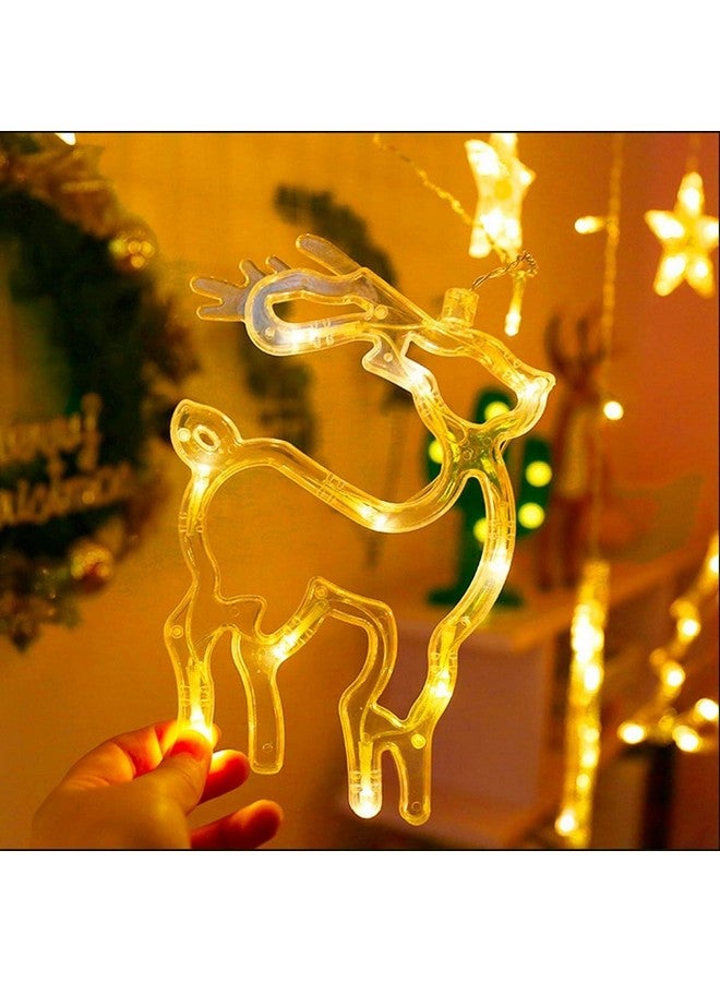 XERGY أضواء ستارة عيد الميلاد LED من XERGY، 138 مصباح LED على شكل نجوم وأجراس رنّة وأضواء شجرة عيد الميلاد للنوافذ 8 أوضاع توصيل، أضواء ستارة خيالية للمنزل، أبيض دافئ - 3 متر، بلاستيك - Image 3