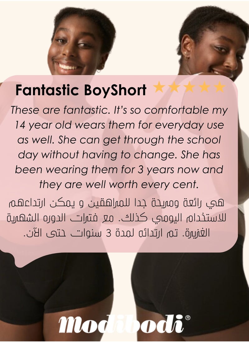 Modibodi - Teen Hipster Boyshort - Moderate-Heavy Absorbency - Period Protection Underwear for Teens - Image 1
