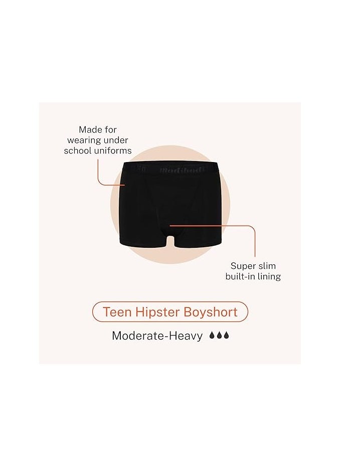 Modibodi - Teen Hipster Boyshort - Moderate-Heavy Absorbency - Period Protection Underwear for Teens - Image 1